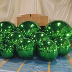 Event Wedding Scene Decoration Disco With Shiny Green Inflatable Mirror Ball