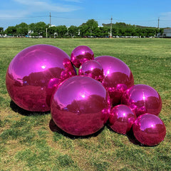 Event Wedding Scene Decoration Disco With Shiny Hot Pink Inflatable Mirror Ball