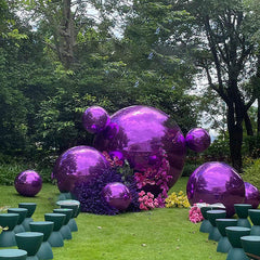 Event Wedding Scene Decoration Disco With Shiny Purple Inflatable Mirror Ball
