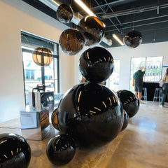 Event Wedding Scene Decoration Disco With Shiny Black Inflatable Mirror Ball