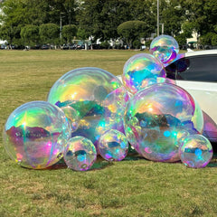 Event Wedding Scene Decoration Disco With Shiny Rainbow Color Inflatable Mirror Ball