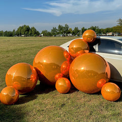 Event Wedding Scene Decoration Disco With Shiny Orange Inflatable Mirror Ball