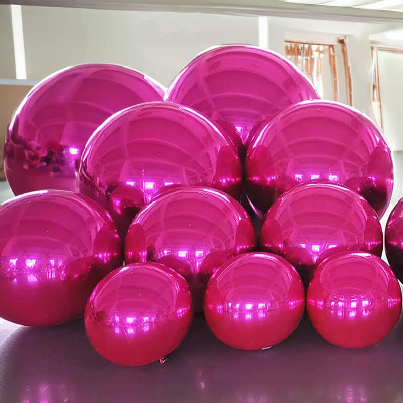 Event Wedding Scene Decoration Disco With Shiny Hot Pink Inflatable Mirror Ball