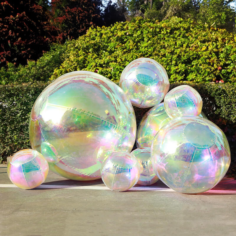 Event Wedding Scene Decoration Disco With Shiny Rainbow Color Inflatable Mirror Ball