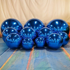 Event Wedding Scene Decoration Disco With Shiny Blue Inflatable Mirror Ball