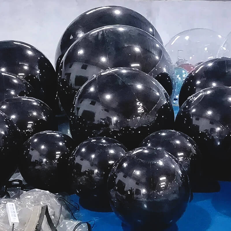Event Wedding Scene Decoration Disco With Shiny Black Inflatable Mirror Ball