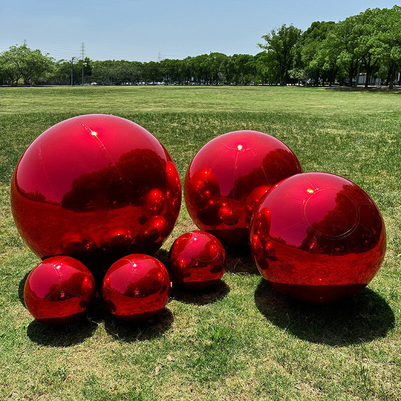 Event Wedding Scene Decoration Disco With Shiny Red Inflatable Mirror Ball
