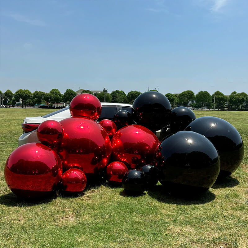 Event Wedding Scene Decoration Disco With Shiny Black Inflatable Mirror Ball