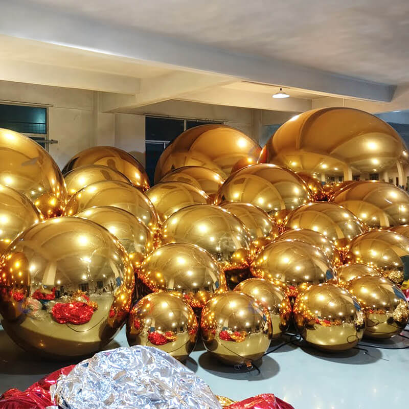 Event Wedding Scene Decoration Disco With Shiny Gold Inflatable Mirror Balloon