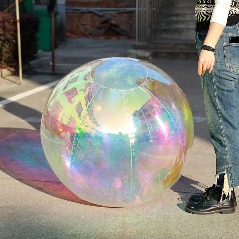 Event Wedding Scene Decoration Disco With Shiny Rainbow Color Inflatable Mirror Ball