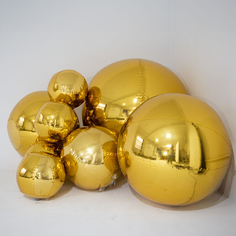 Event Wedding Scene Decoration Disco With Shiny Gold Inflatable Mirror Balloon
