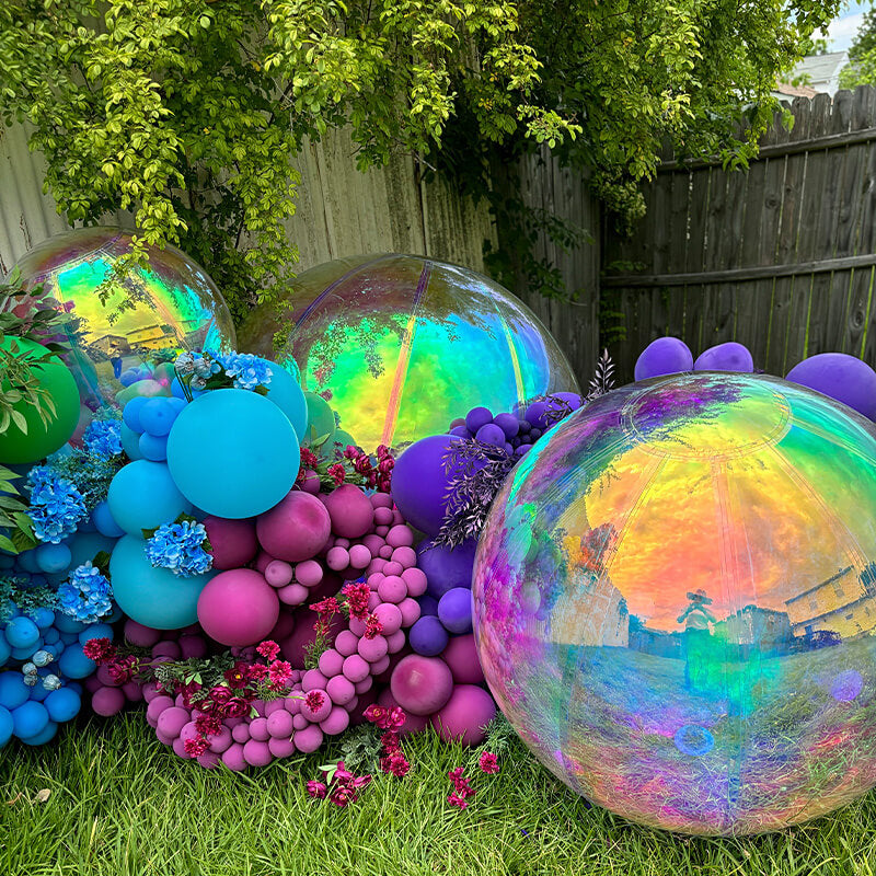 Event Wedding Scene Decoration Disco With Shiny Rainbow Color Inflatable Mirror Ball