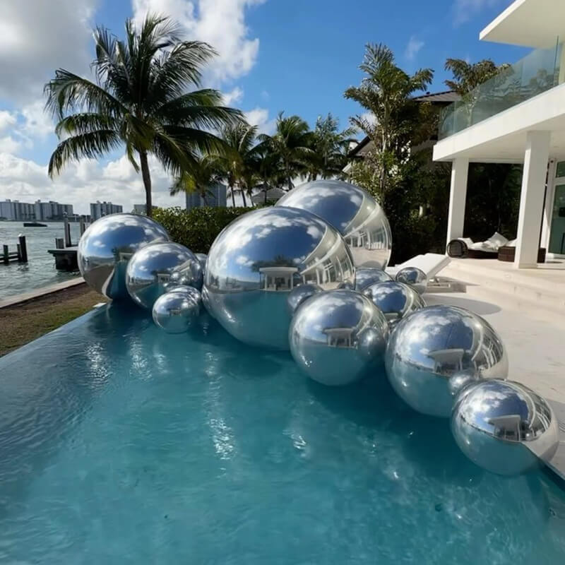 Event Wedding Scene Decoration Disco With Shiny Silver Inflatable Mirror Ball