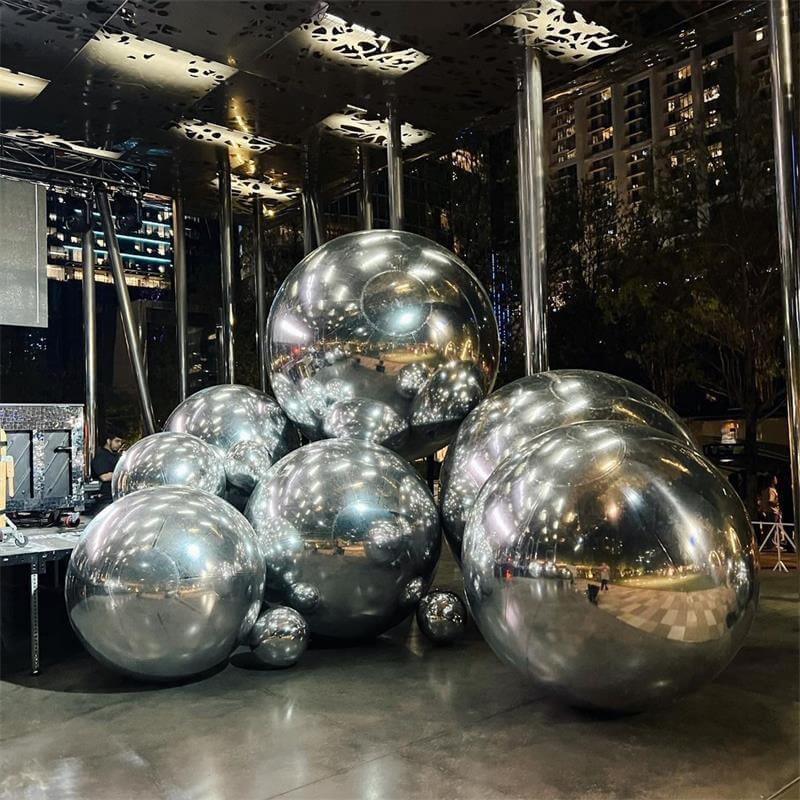 Event Wedding Scene Decoration Disco With Shiny Silver Inflatable Mirror Ball