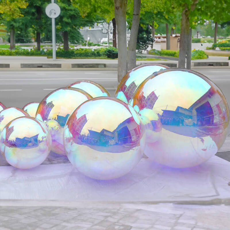 Event Wedding Scene Decoration Disco With Shiny Rainbow Color Inflatable Mirror Ball