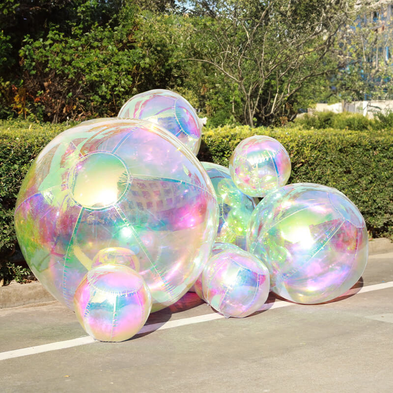 Event Wedding Scene Decoration Disco With Shiny Rainbow Color Inflatable Mirror Ball