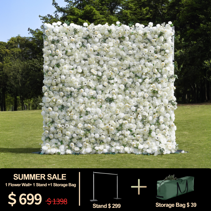 4D Roll-Up Artificial Silk Flower Wall丨A011