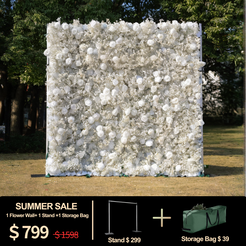 3D Roll-Up Artificial Silk Flower Wall丨A003