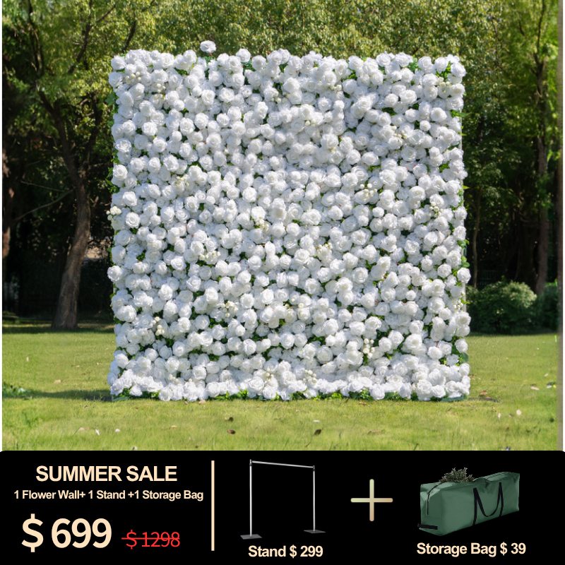 3D Roll-Up Artificial Silk Flower Wall丨A004