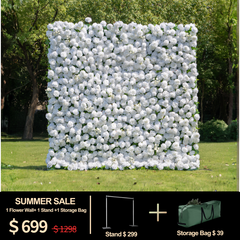 3D Roll-Up Artificial Silk Flower Wall丨A004