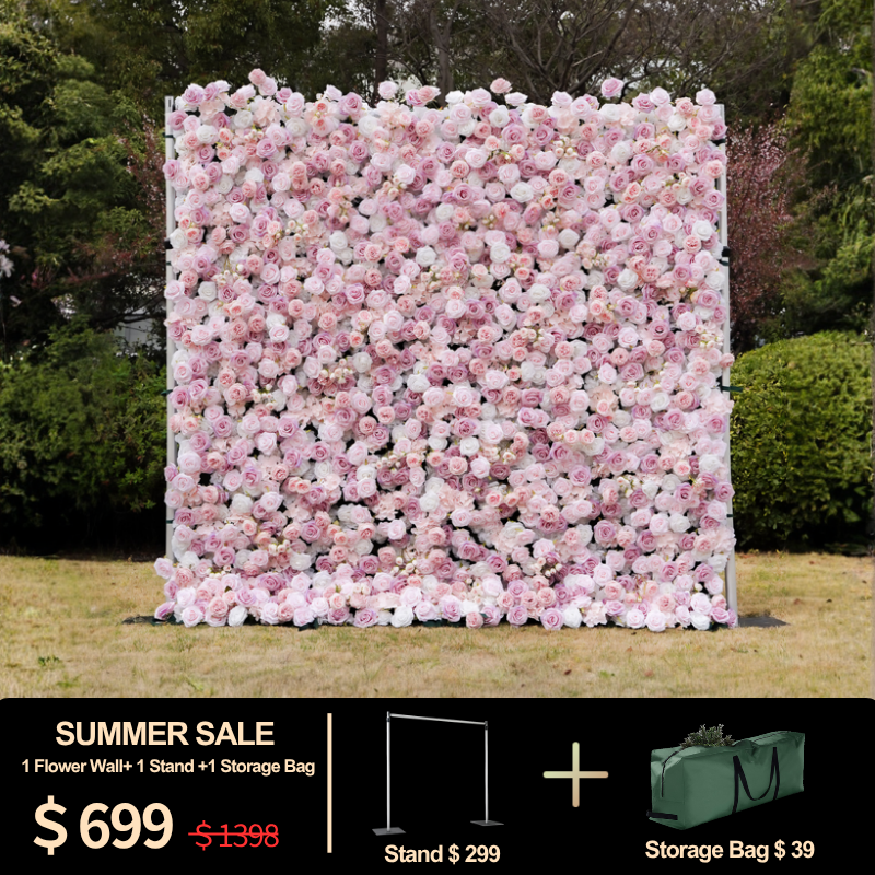 4D Roll-Up Artificial Silk Flower Wall丨A008