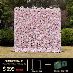 4D Roll-Up Artificial Silk Flower Wall丨A008