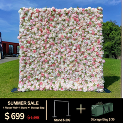 4D Roll-Up Artificial Silk Flower Wall丨A009
