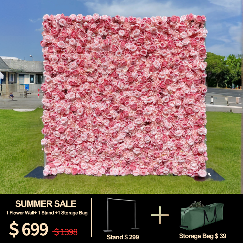 4D Roll-Up Artificial Silk Flower Wall丨A010
