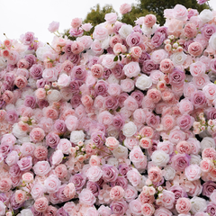 4D Roll-Up Artificial Silk Flower Wall丨A008
