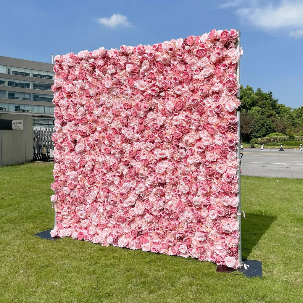 4D Roll-Up Artificial Silk Flower Wall丨A010