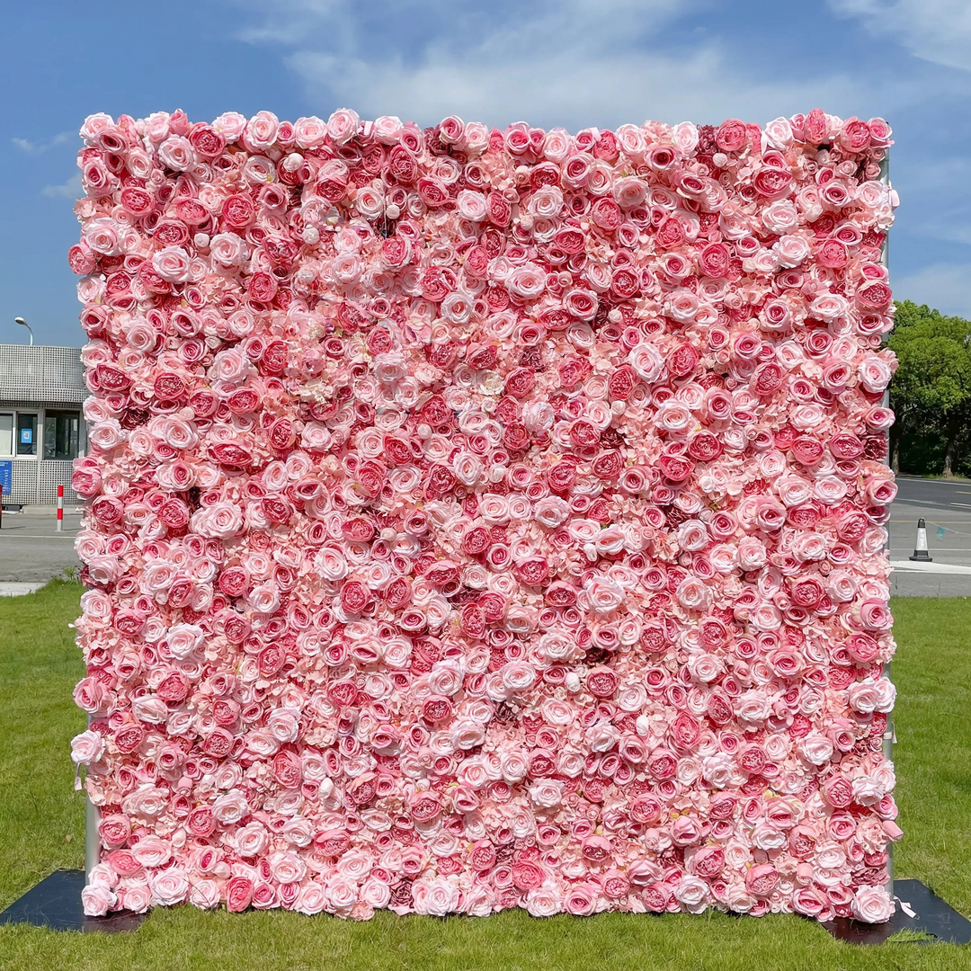 4D Roll-Up Artificial Silk Flower Wall丨A010