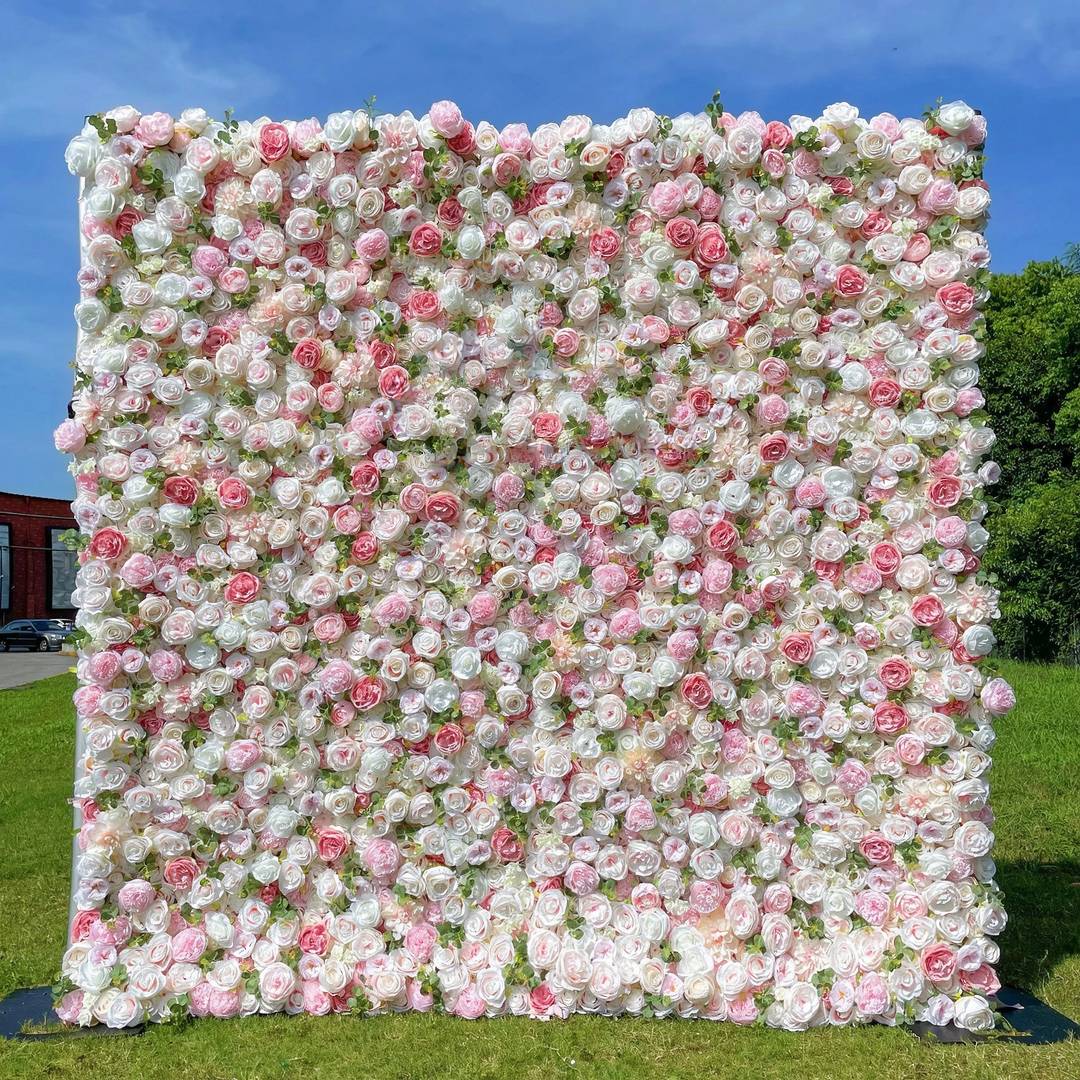 4D Roll-Up Artificial Silk Flower Wall丨A009