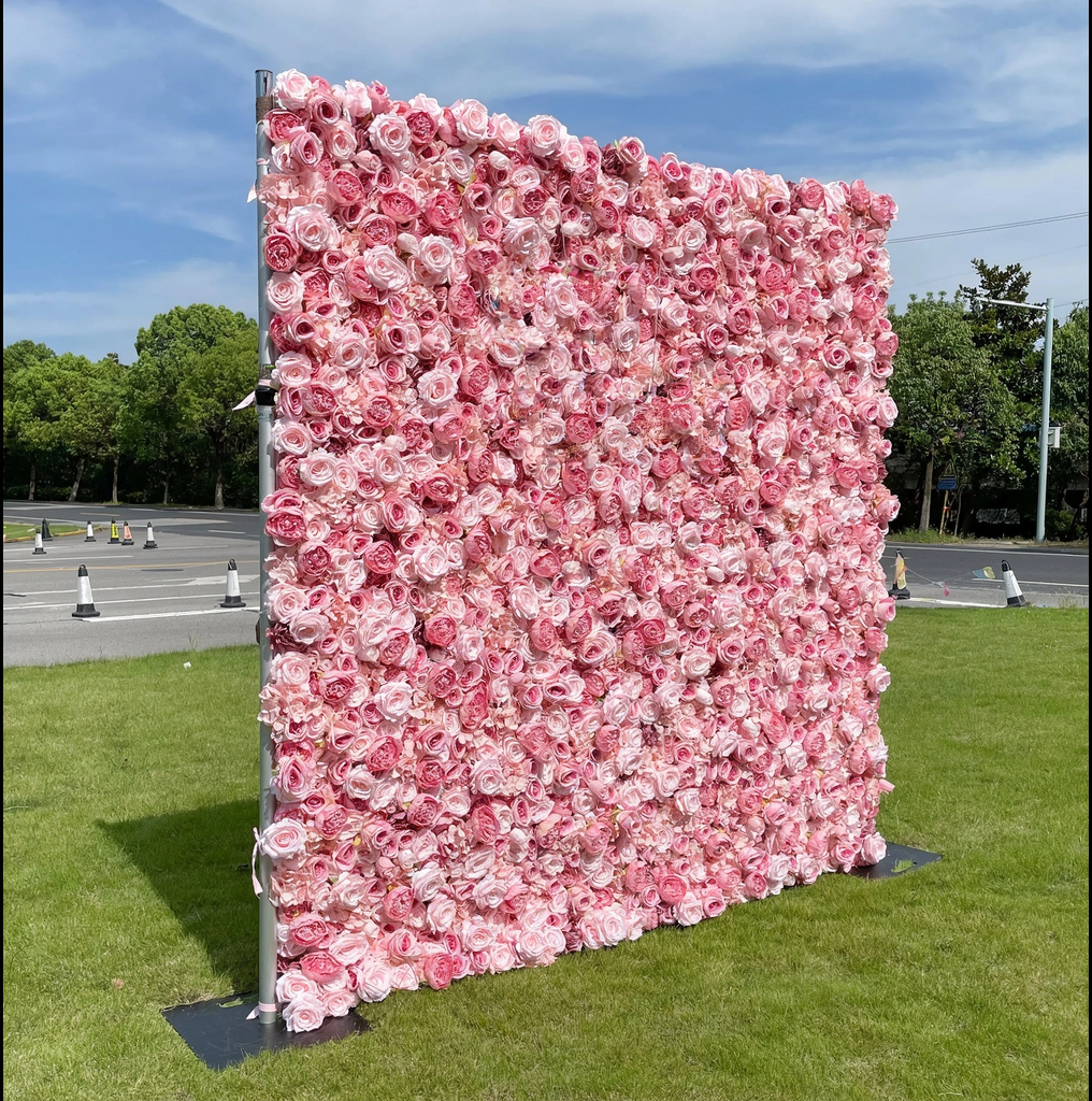 4D Roll-Up Artificial Silk Flower Wall丨A010