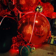Event Wedding Scene Decoration Disco With Shiny Red Inflatable Mirror Ball