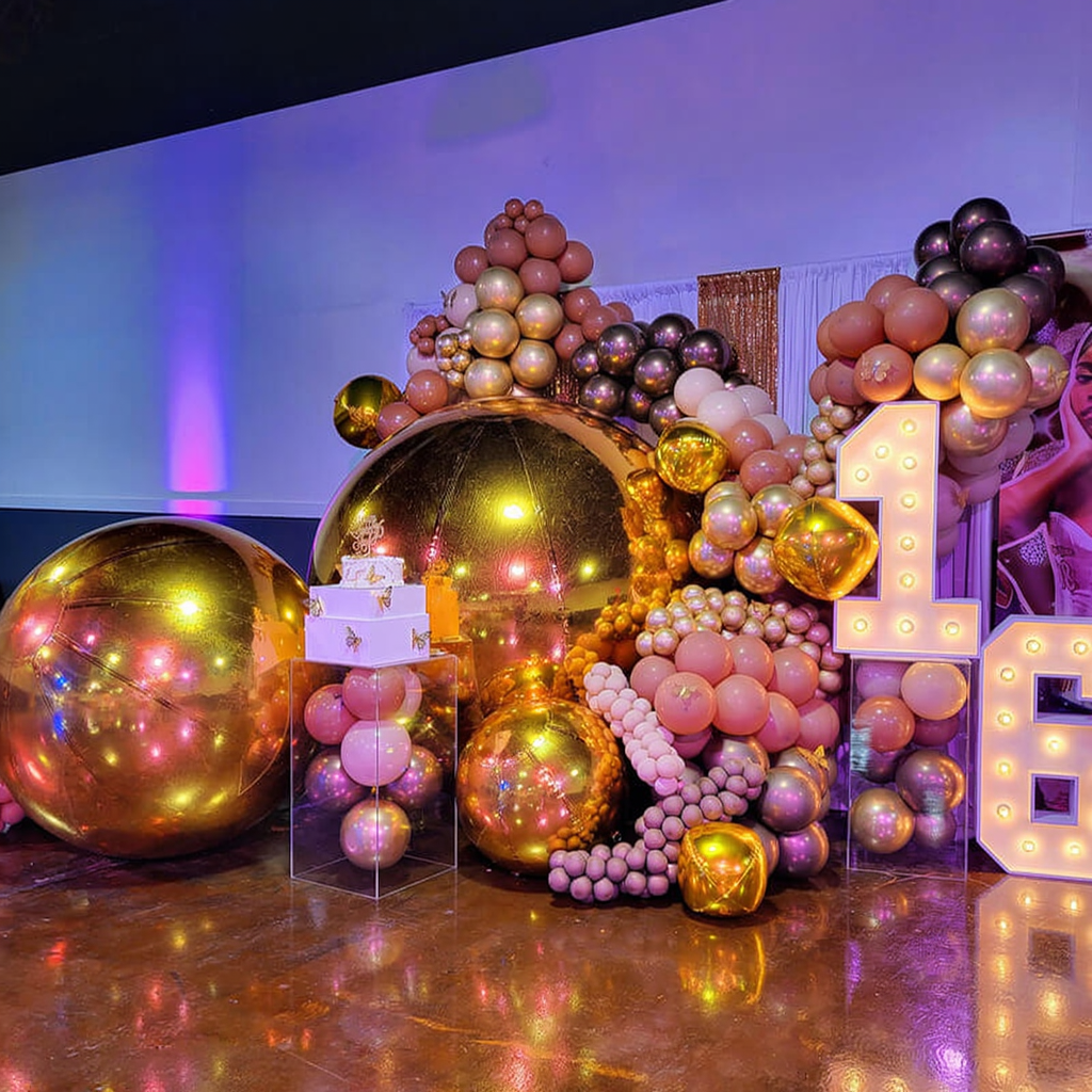 Event Wedding Scene Decoration Disco With Shiny Gold Inflatable Mirror Balloon