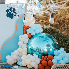Event Wedding Scene Decoration Disco With Shiny Light Blue Inflatable Mirror Ball