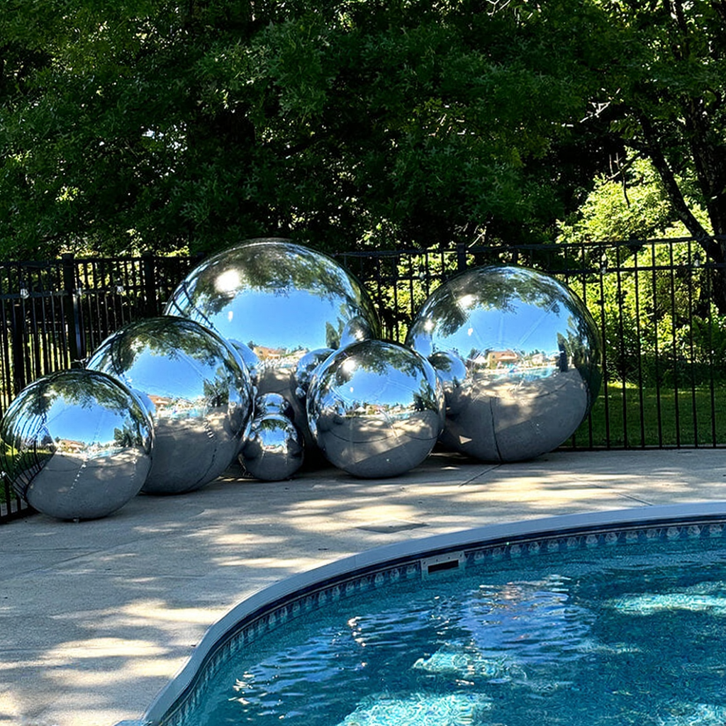 Event Wedding Scene Decoration Disco With Shiny Silver Inflatable Mirror Ball