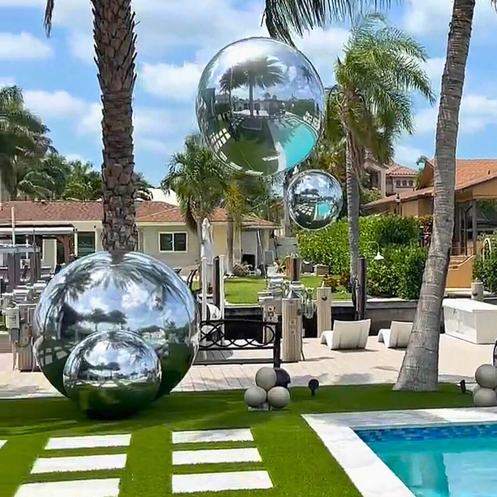 Event Wedding Scene Decoration Disco With Shiny Silver Inflatable Mirror Ball