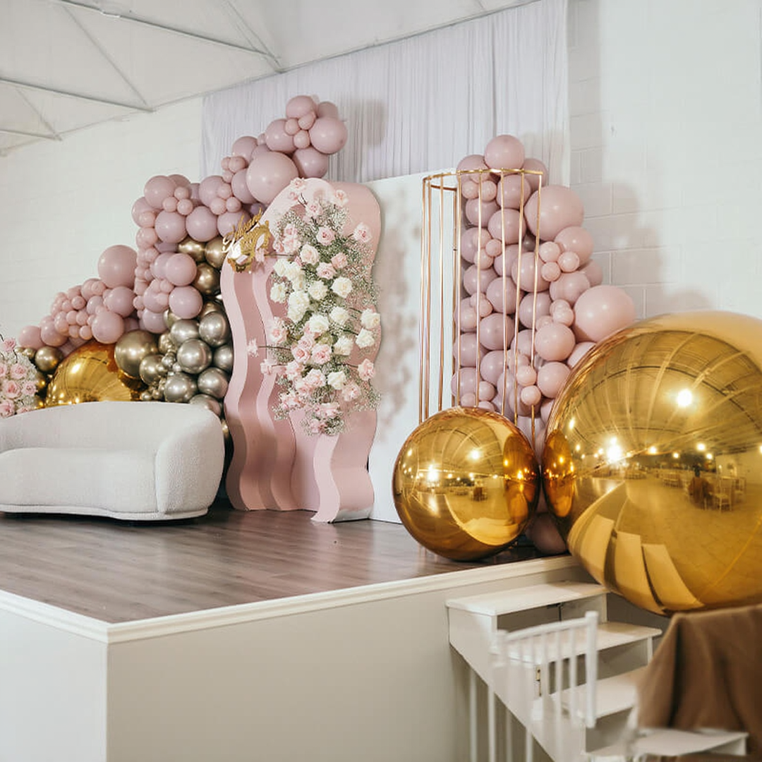 Event Wedding Scene Decoration Disco With Shiny Gold Inflatable Mirror Balloon