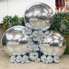 Event Wedding Scene Decoration Disco With Shiny Silver Inflatable Mirror Ball