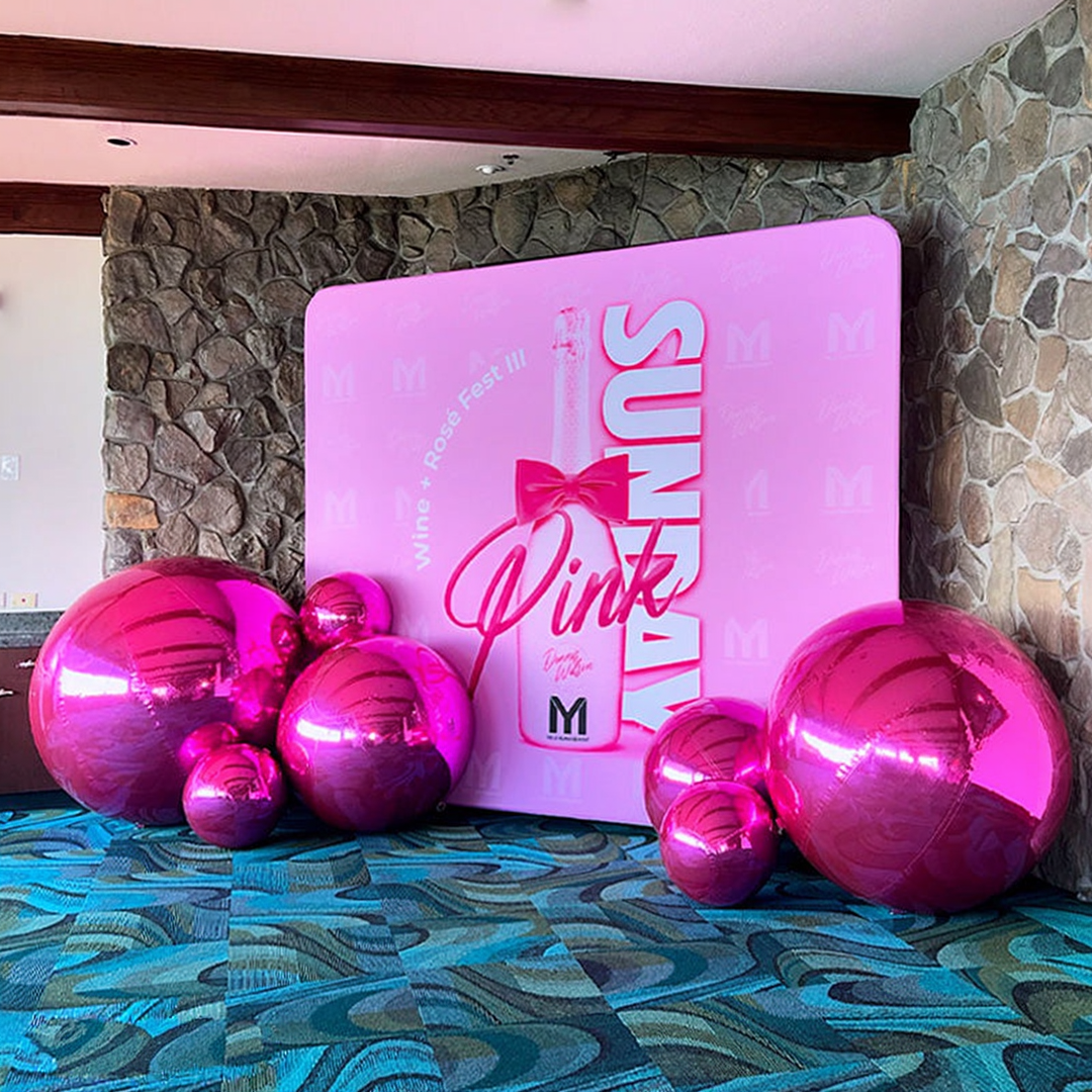 Event Wedding Scene Decoration Disco With Shiny Hot Pink Inflatable Mirror Ball