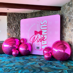 Event Wedding Scene Decoration Disco With Shiny Hot Pink Inflatable Mirror Ball